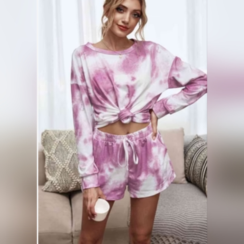 🎀Clearance🎀 2pc SET Tie Dye shorts set pj's pajamas Loungwear SOFT! - Picture 4 of 10